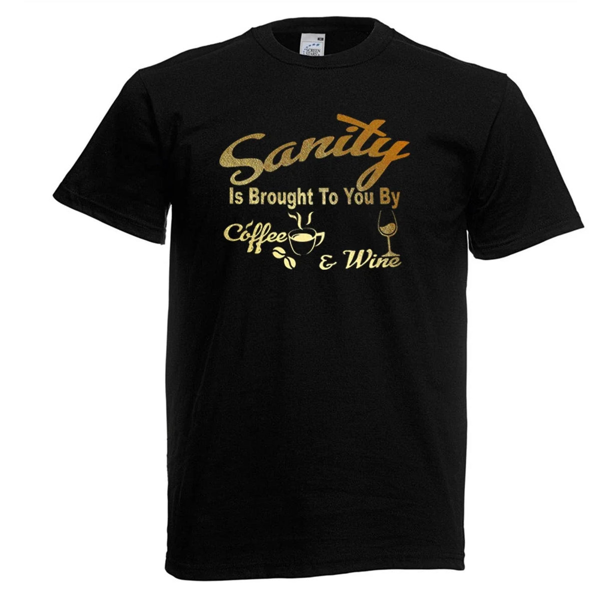 Mens Sanity Brought To You By Coffee Wine Mental - Adult & Kids T-Shirts, Sweatshirts & Hoodies apparel design preview 1