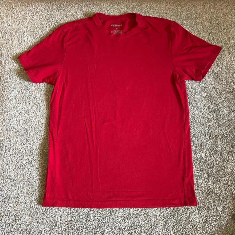 Express shirt mens medium red stretch crew casual solid minimalist cotton Unisex T-shirt, Sweatshirt, Hoodie, Long Sleeve Tee - T-Shirt, Sweatshirt, Hoodie