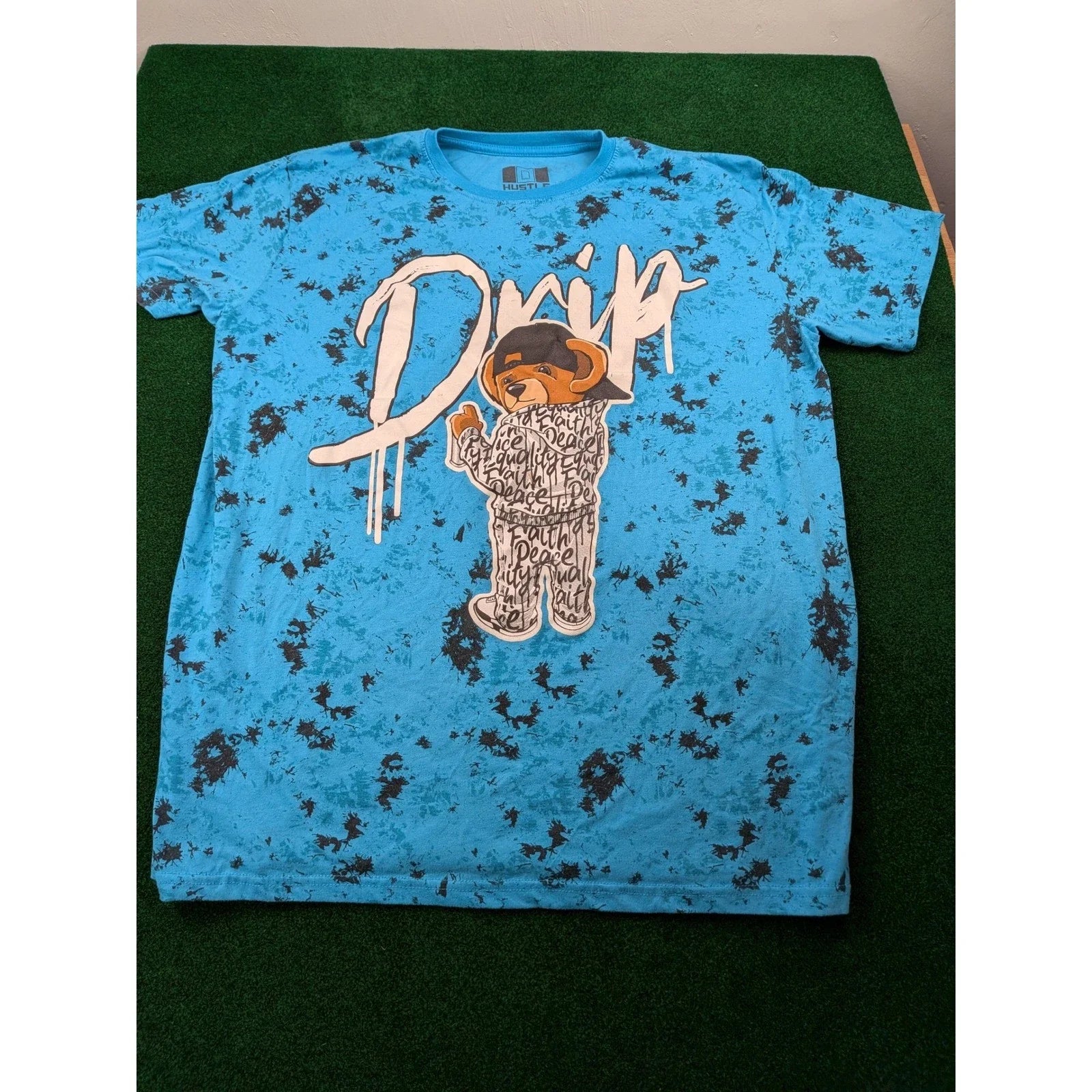 Hustle Gang Mens Drip Teddy Bear Graphic T-Shirt Blue Splatter 2XL Unisex T-shirt, Sweatshirt, Hoodie, Long Sleeve Tee - T-Shirt, Sweatshirt, Hoodie