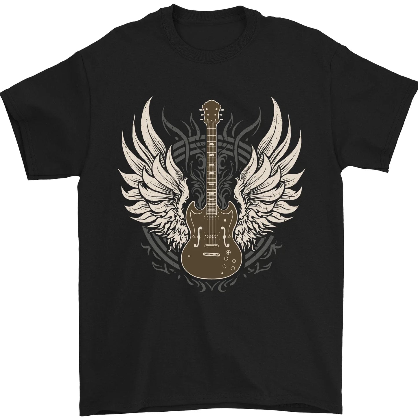 Electric Guitar Wings Rock n Roll Music Punk Mens T-Shirt 100% Cotton Unisex T-shirt, Sweatshirt, Hoodie, Long Sleeve Tee - T-Shirt, Sweatshirt, Hoodie