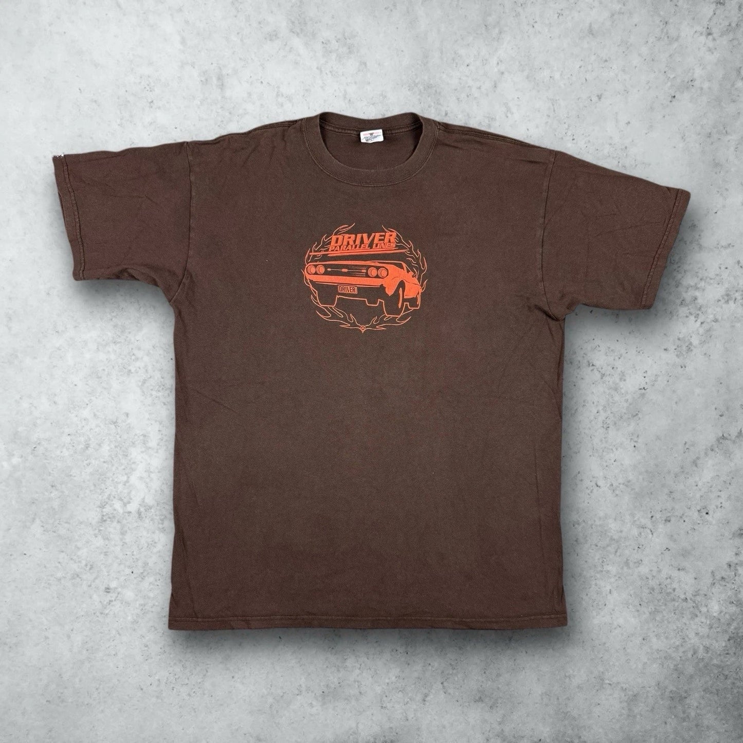 Vintage Y2K Driver Parallel Lines Atari Video Game Promo T-Shirt Brown Large Unisex T-shirt, Sweatshirt, Hoodie, Long Sleeve Tee - T-Shirt, Sweatshirt, Hoodie