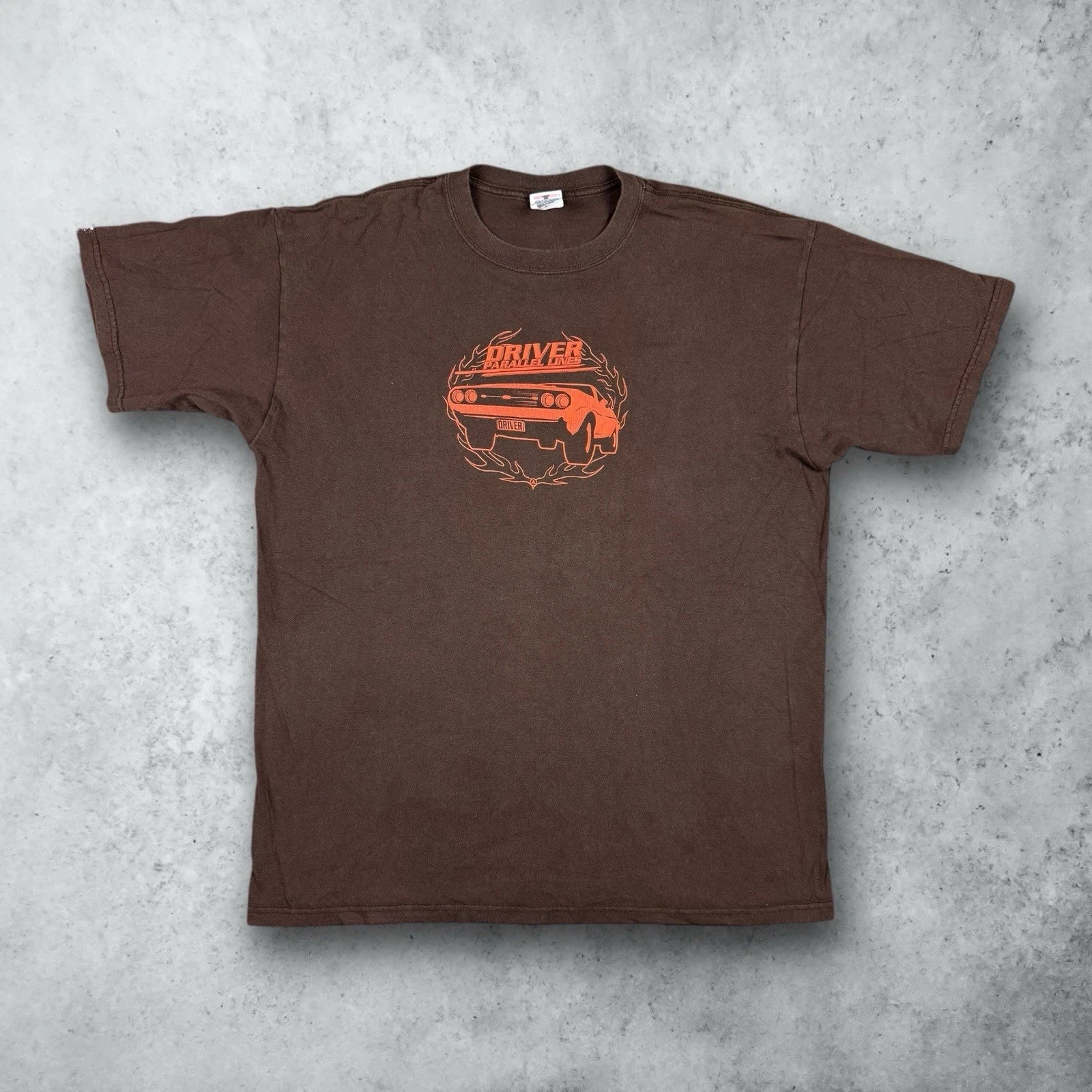 Vintage Y2K Driver Parallel Lines Atari Video Game Promo T-Shirt Brown Large Unisex T-shirt, Sweatshirt, Hoodie, Long Sleeve Tee - T-Shirt, Sweatshirt, Hoodie