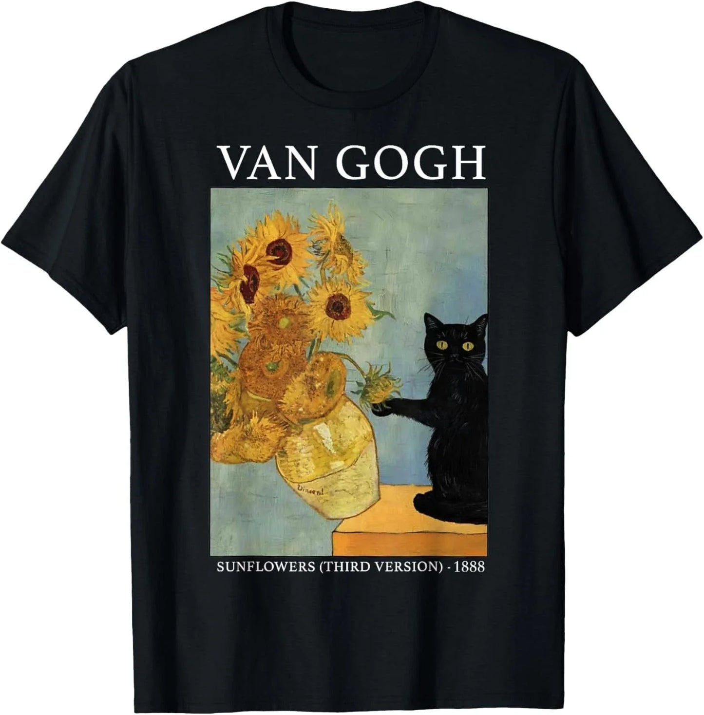 Van Gogh Black Cat With Sunflowers Funny Cat T-Shirt unisex T-Shirt Unisex T-shirt, Sweatshirt, Hoodie, Long Sleeve Tee - T-Shirt, Sweatshirt, Hoodie