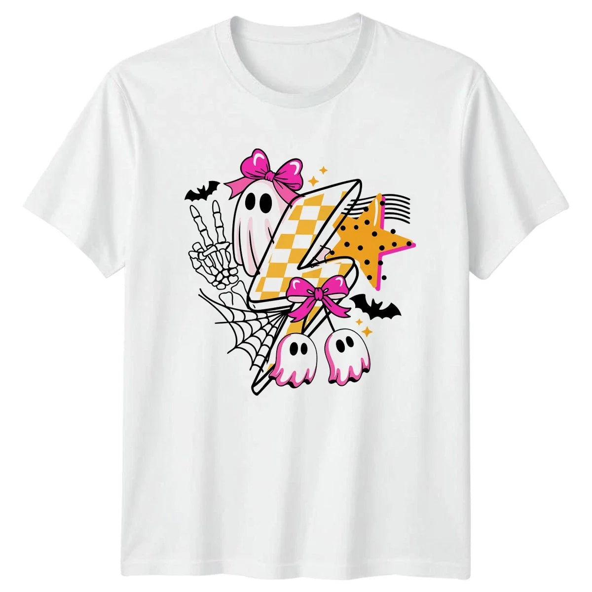 Cute Spooky Lightning Bolt Ghost Womens T-Shirt Kawaii Goth Halloween Unisex T-shirt, Sweatshirt, Hoodie, Long Sleeve Tee - T-Shirt, Sweatshirt, Hoodie