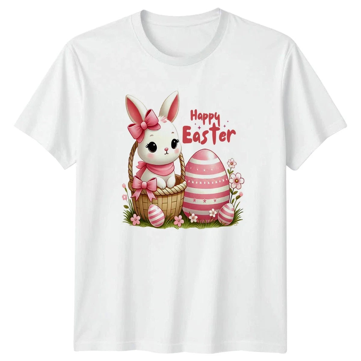 Happy Easter Womens T-Shirt Cute Bunny Rabbit Spring Holiday Easter Unisex T-shirt, Sweatshirt, Hoodie, Long Sleeve Tee - T-Shirt, Sweatshirt, Hoodie