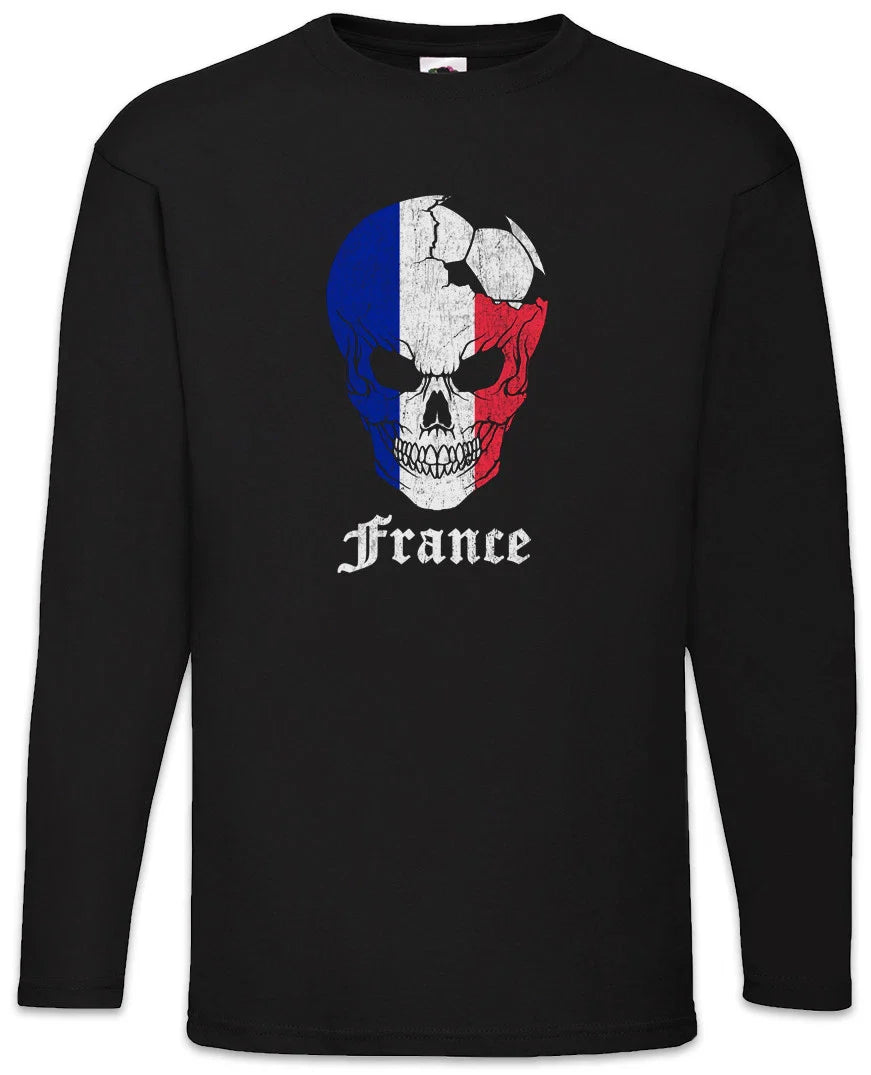 France Football Skull I Men Long Sleeve T-Shirt french Soccer Flag World Unisex T-shirt, Sweatshirt, Hoodie, Long Sleeve Tee - T-Shirt, Sweatshirt, Hoodie