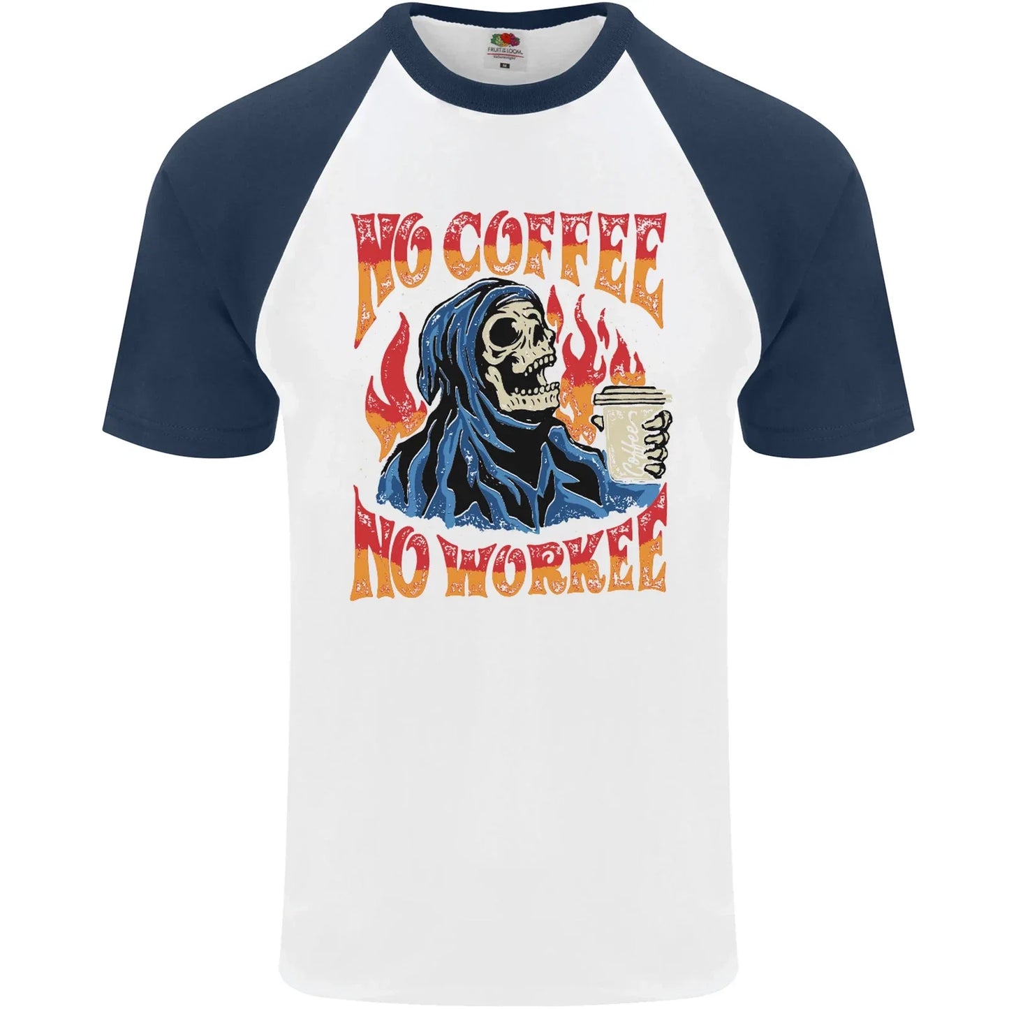 No Coffee No Work Funny Skull Grim Reaper Mens S/S Baseball T-Shirt Unisex T-shirt, Sweatshirt, Hoodie, Long Sleeve Tee - T-Shirt, Sweatshirt, Hoodie