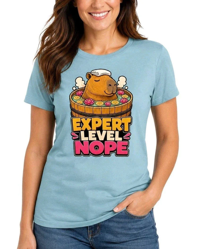 Expert Level Nope Capybara Shirt, Funny Spa Day Boundaries Graphic Tee Unisex T-shirt, Sweatshirt, Hoodie, Long Sleeve Tee - T-Shirt, Sweatshirt, Hoodie