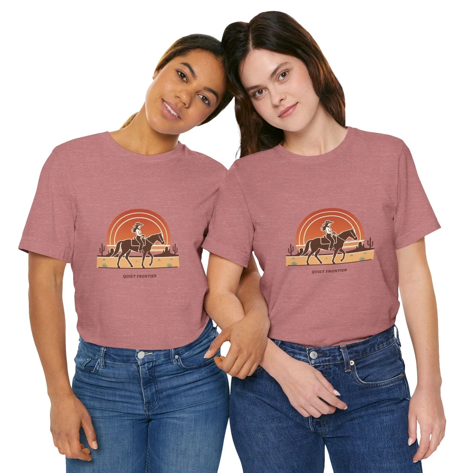 Desert Sunset Cowboy Graphic Tee | western minimalist, rustic modern Unisex T-shirt, Sweatshirt, Hoodie, Long Sleeve Tee - T-Shirt, Sweatshirt, Hoodie