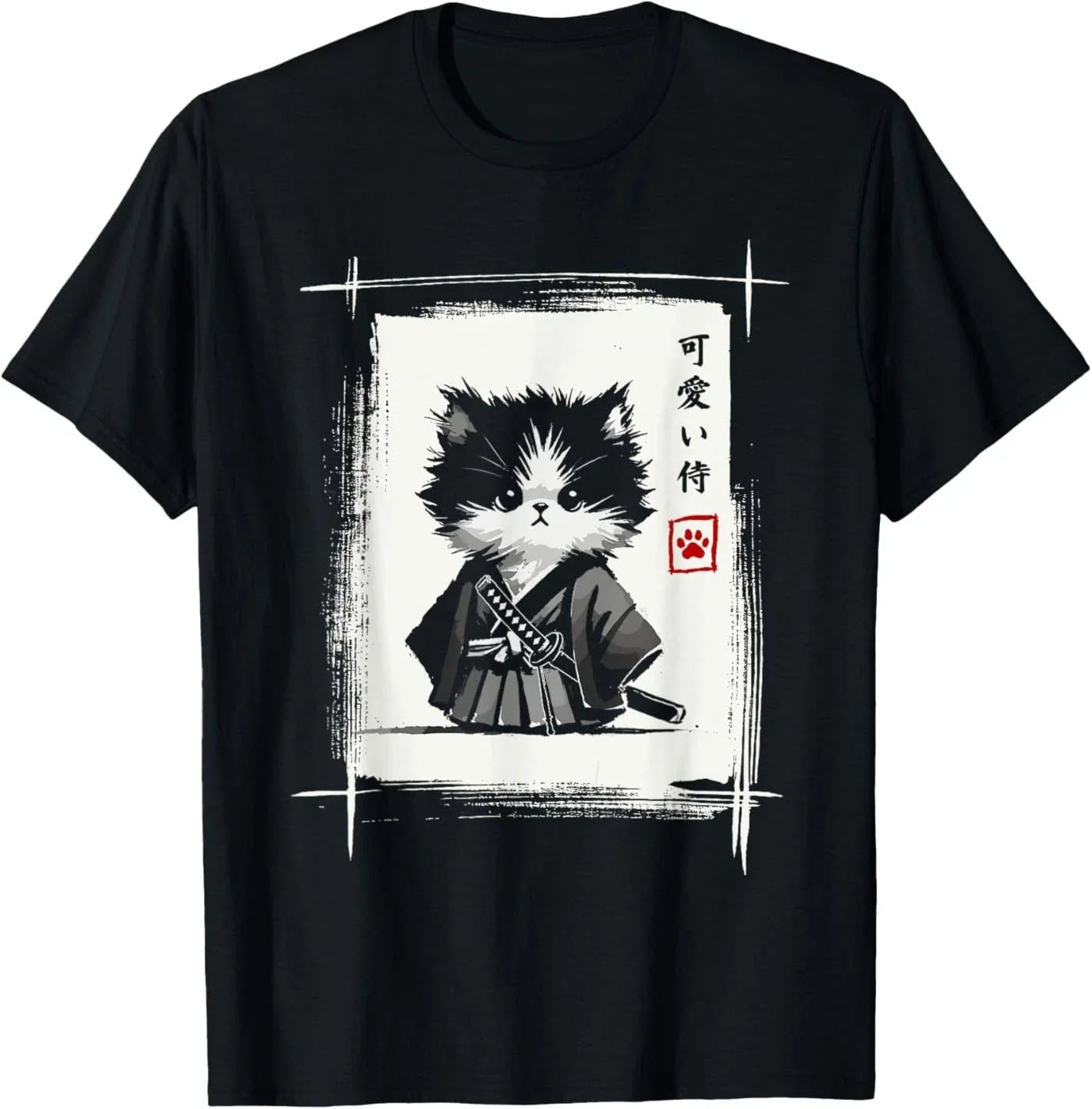 Samurai Cat Japanese Art Sumi-e Novelty Kawaii Funny Cat T-Shirt Unisex T-shirt, Sweatshirt, Hoodie, Long Sleeve Tee - T-Shirt, Sweatshirt, Hoodie