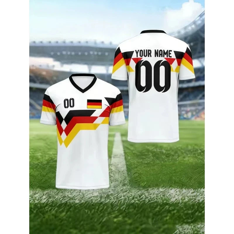 Germany Mens Football T-Shirt V Neck 3D Print Summer Jersey Custom football jersey product view 1