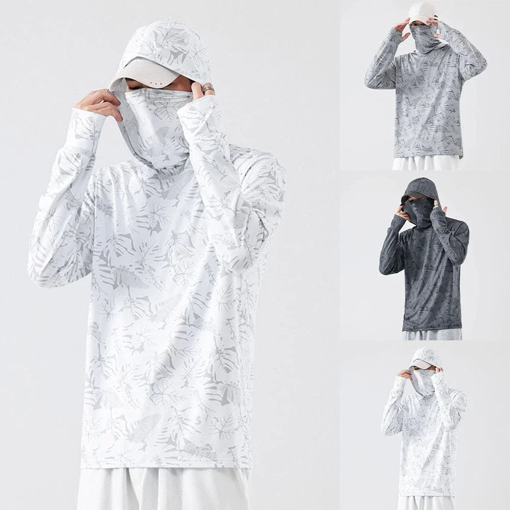 Fishing T-Shirt for Men UV Protective Hooded Top with High Neck Design Unisex T-shirt, Sweatshirt, Hoodie, Long Sleeve Tee - T-Shirt, Sweatshirt, Hoodie