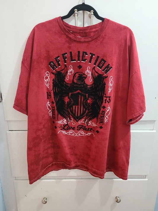Affliction Live Fast Red Y2K T Shirt Mens 3XL Red Eagle And American Flag Unisex T-shirt, Sweatshirt, Hoodie, Long Sleeve Tee - T-Shirt, Sweatshirt, Hoodie