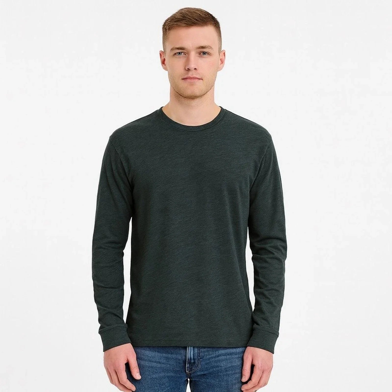 J.Crew Mens Re-Imagined Washed Long Sleeve Crewneck Tee Heather Gray Green Unisex T-shirt, Sweatshirt, Hoodie, Long Sleeve Tee - T-Shirt, Sweatshirt, Hoodie