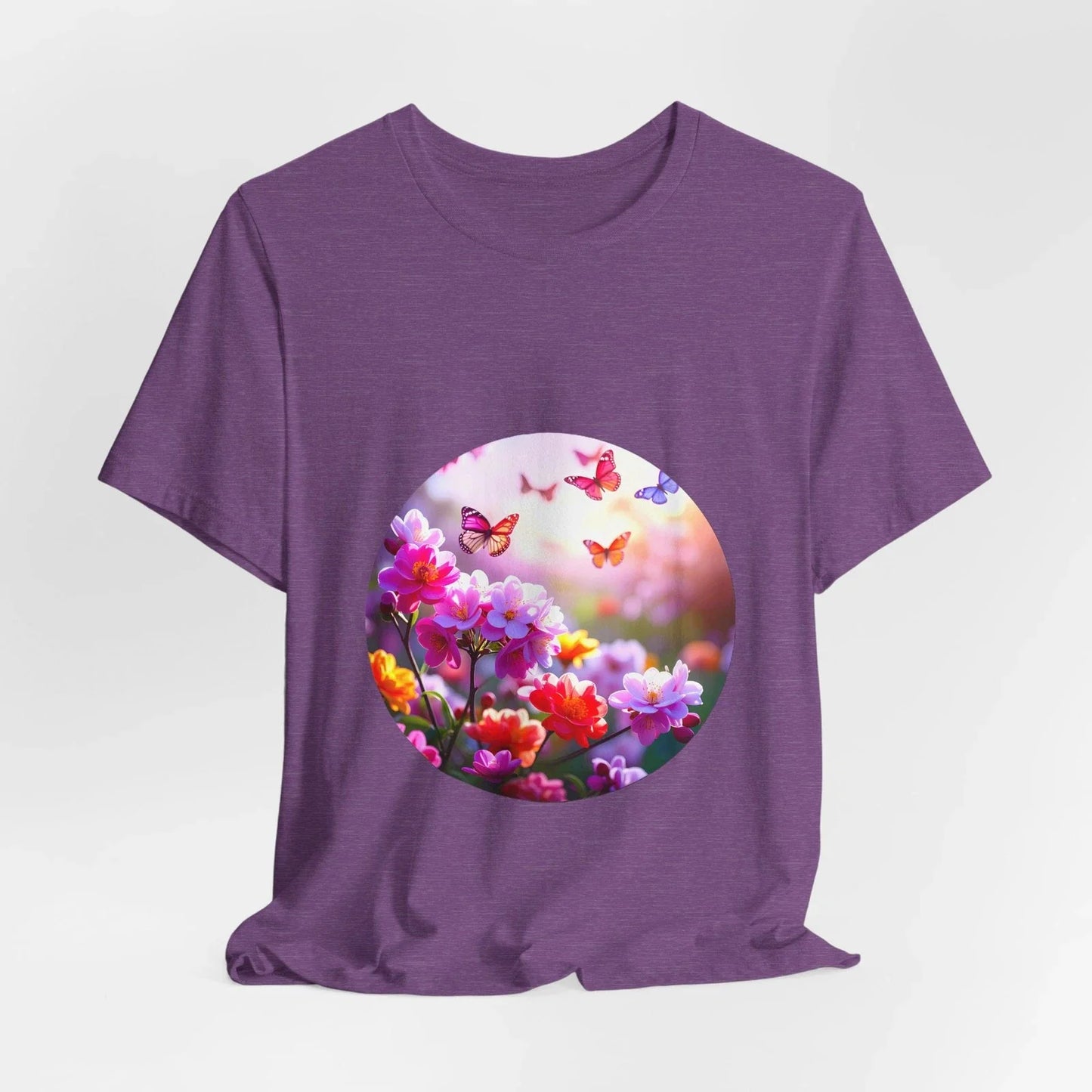 Butterfly Garden Tee | Floral Circle Design Unisex T-shirt, Sweatshirt, Hoodie, Long Sleeve Tee - T-Shirt, Sweatshirt, Hoodie