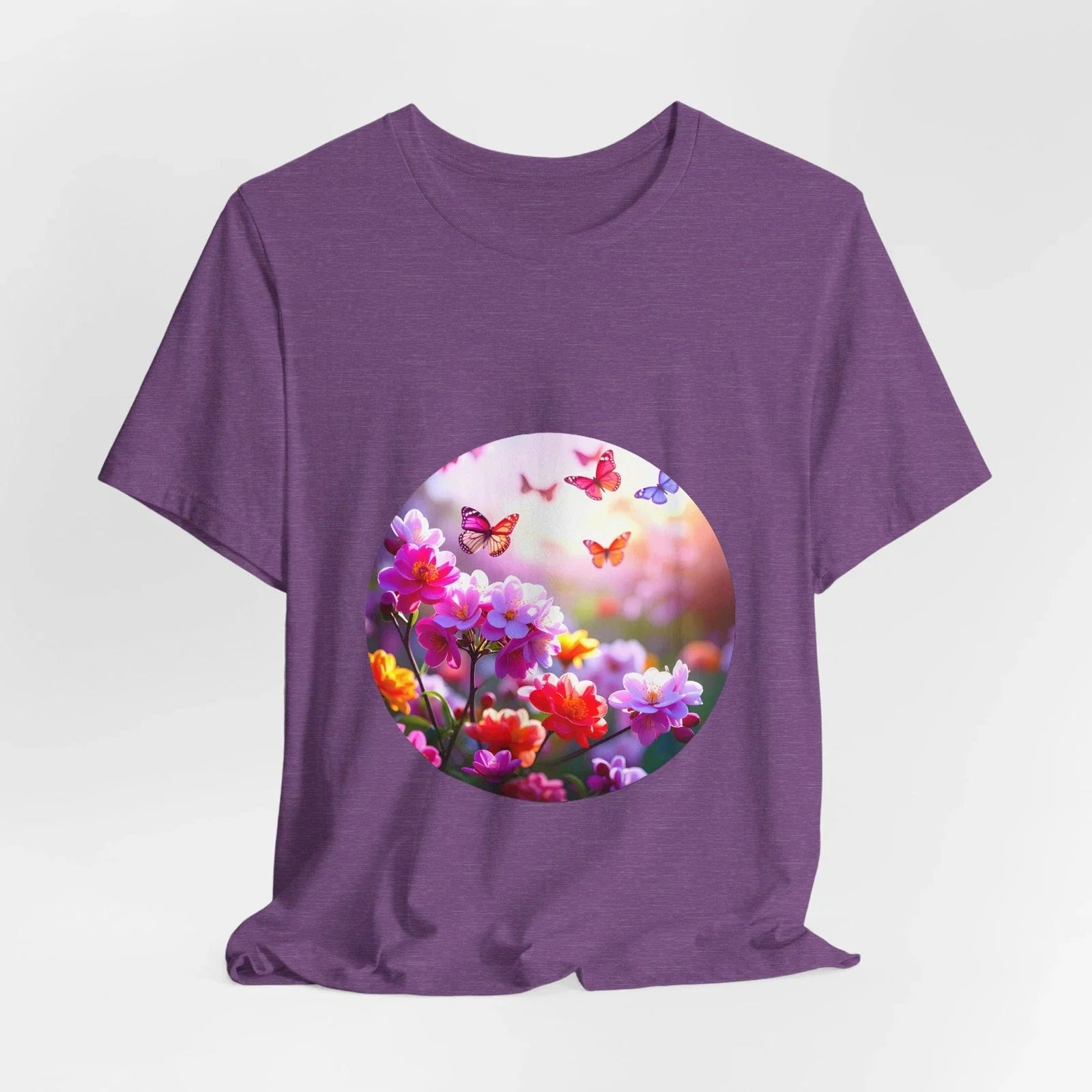 Butterfly Garden Tee | Floral Circle Design Unisex T-shirt, Sweatshirt, Hoodie, Long Sleeve Tee - T-Shirt, Sweatshirt, Hoodie