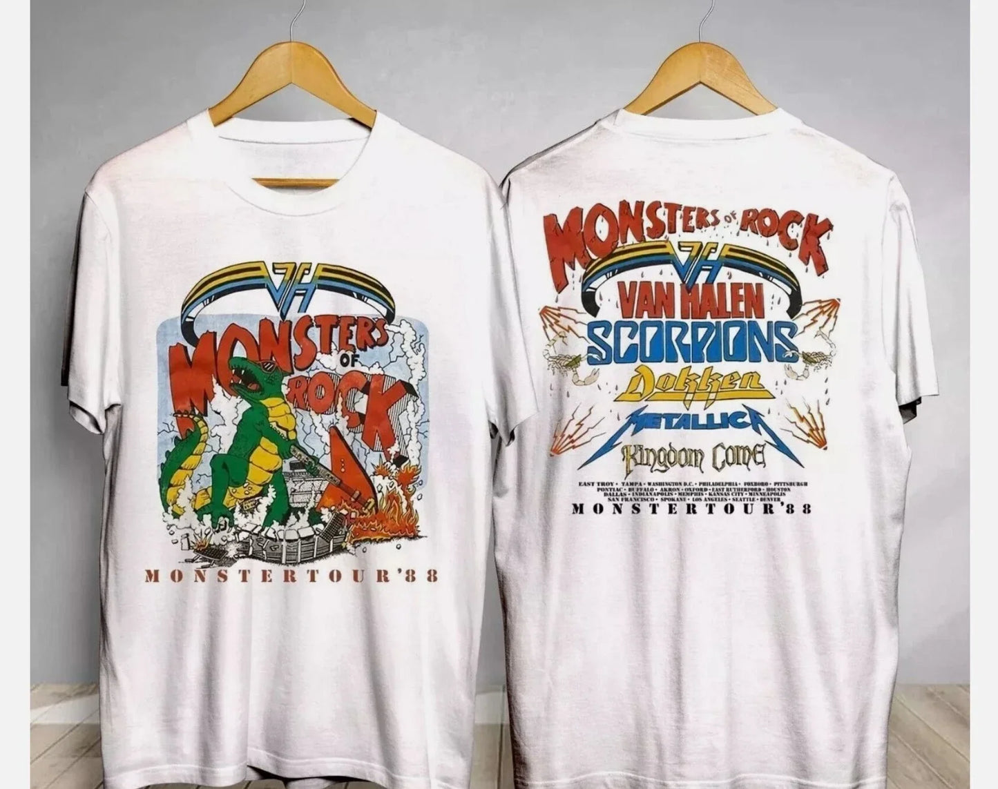Vintage Monsters of Rock Tour 1988 T-Shirt Tour Halen Van Gift Fans Unisex T-shirt, Sweatshirt, Hoodie, Long Sleeve Tee - T-Shirt, Sweatshirt, Hoodie