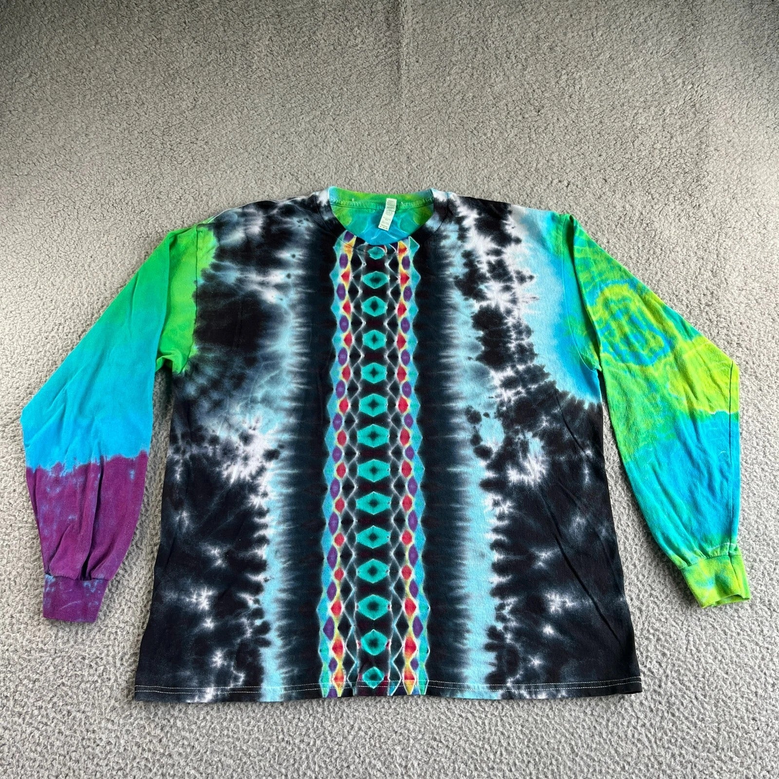 NEW Alstyle T Shirt Mens Extra Large Blue Black Tie Dye Activewear Colorful Boho Unisex T-shirt, Sweatshirt, Hoodie, Long Sleeve Tee - T-Shirt, Sweatshirt, Hoodie