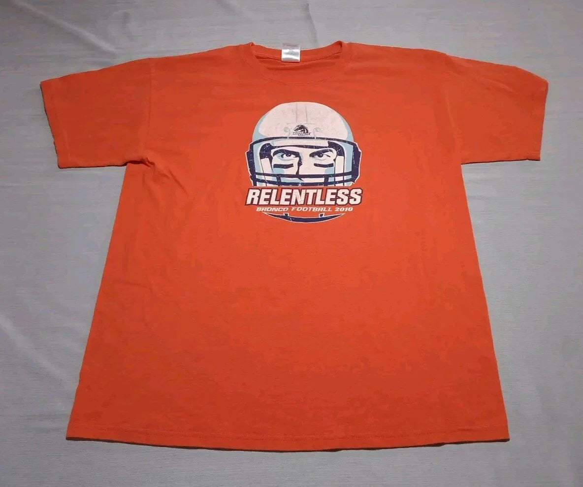 BSU BOISE STATE FOOTBALL  RELENTLESS BRONCOS  T-SHIRT ORANGE Large DISTRESSED Unisex T-shirt, Sweatshirt, Hoodie, Long Sleeve Tee - T-Shirt, Sweatshirt, Hoodie