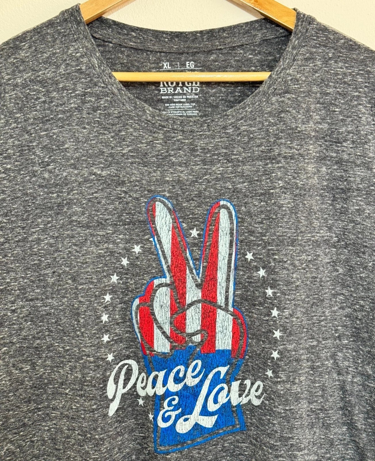 Royce Brand T-Shirt Mens XL Peace Love USA Flag Scallop Hem Longline Streetwear Unisex T-shirt, Sweatshirt, Hoodie, Long Sleeve Tee - T-Shirt, Sweatshirt, Hoodie