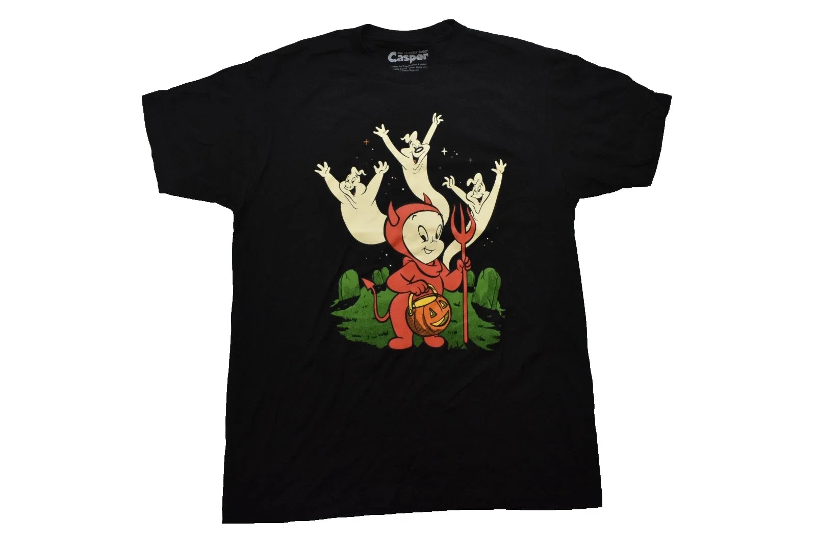 Casper the Friendly Ghost Devil Costume Mens Cartoon Black Shirt New Large Unisex T-shirt, Sweatshirt, Hoodie, Long Sleeve Tee - T-Shirt, Sweatshirt, Hoodie