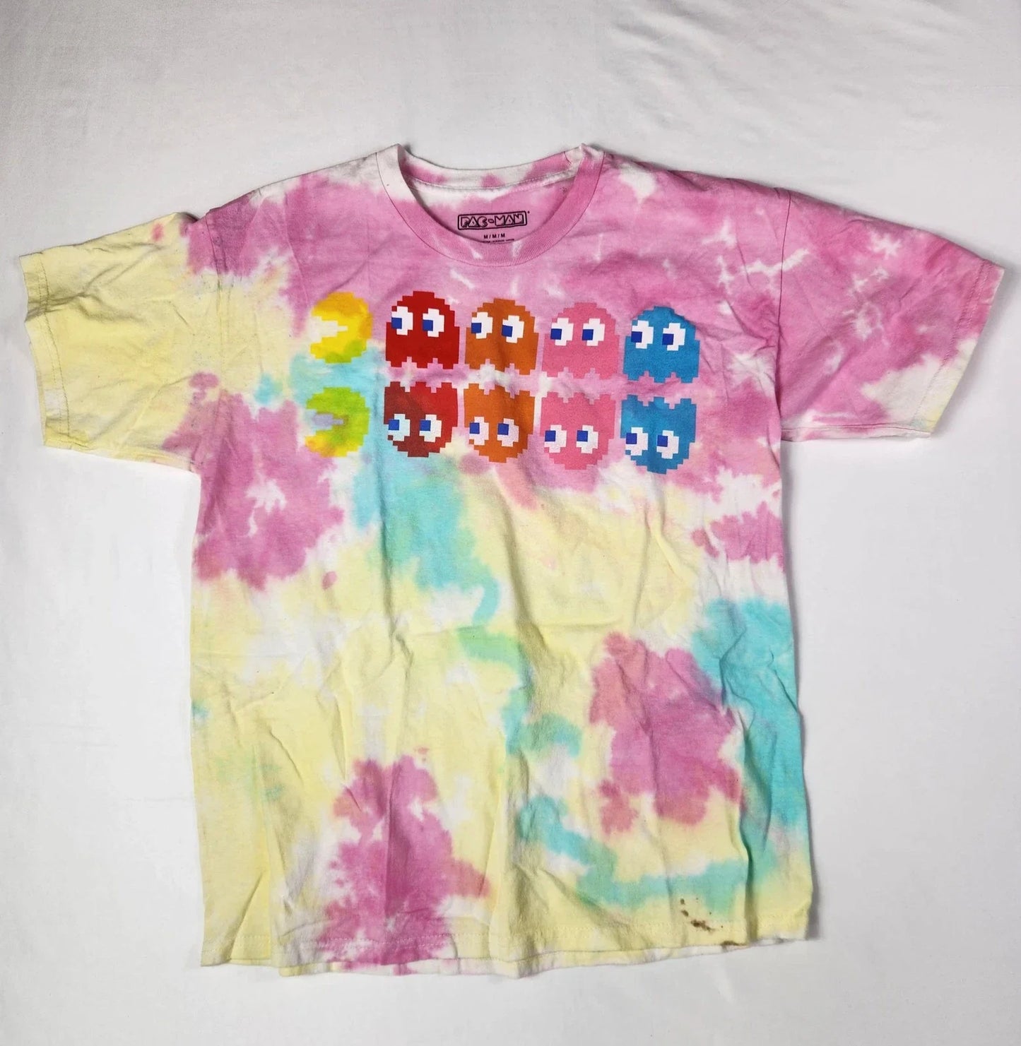 Pac-Man M Unisex Pink Tie Dye Ghosts Blinky Pinky Inky Clyde Retro Graphic Tee Unisex T-shirt, Sweatshirt, Hoodie, Long Sleeve Tee - T-Shirt, Sweatshirt, Hoodie