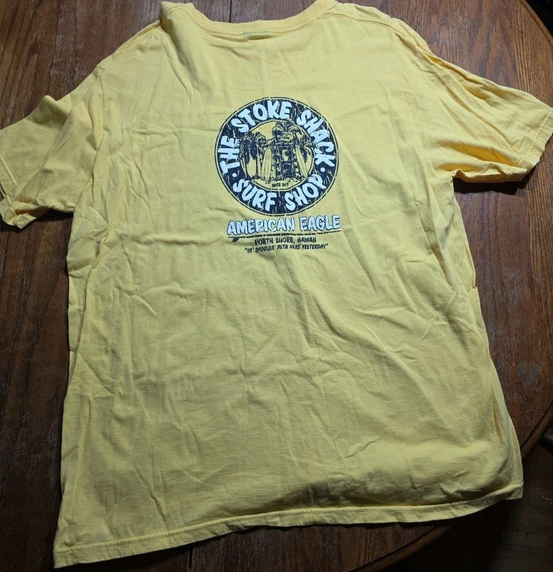 Vintage Y2K American Eagle Shirt Mens L Yellow Surf Shop Skate Graphic Tee Unisex T-shirt, Sweatshirt, Hoodie, Long Sleeve Tee - T-Shirt, Sweatshirt, Hoodie