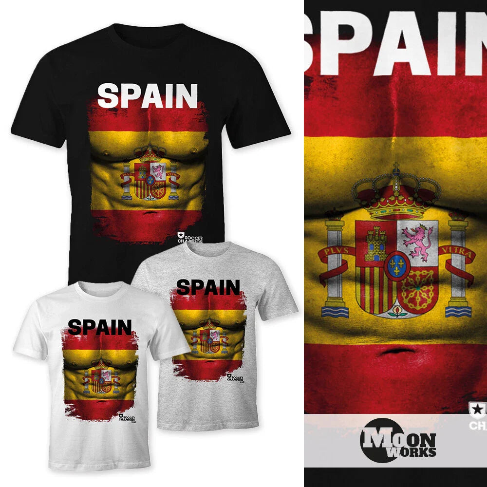 European Championship T-Shirt Mens Football Spain Spain Flag Washboard Belly Espaa MoonWorks - T-Shirt, Sweatshirt, Hoodie