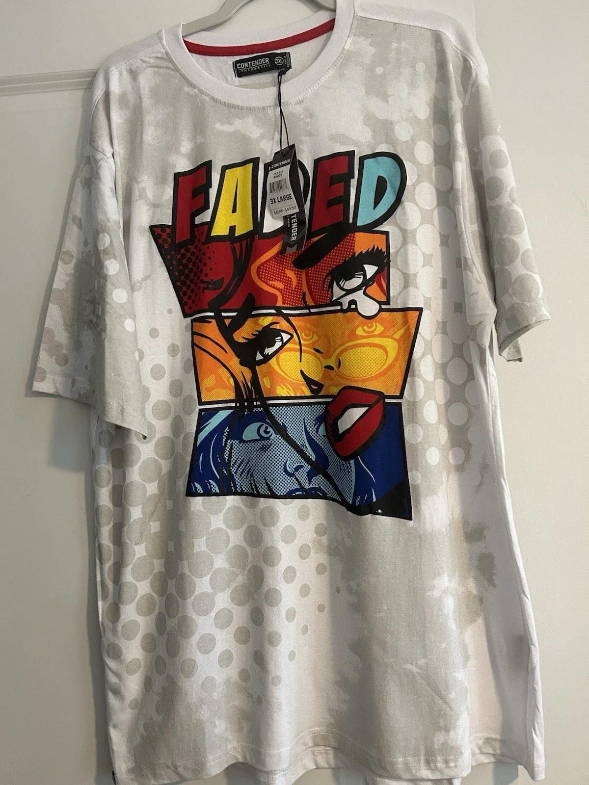 NWT Contender Streetwear Tee White W/Faded Comic Pop Art Short Sleeve Size 3XL Unisex T-shirt, Sweatshirt, Hoodie, Long Sleeve Tee - T-Shirt, Sweatshirt, Hoodie