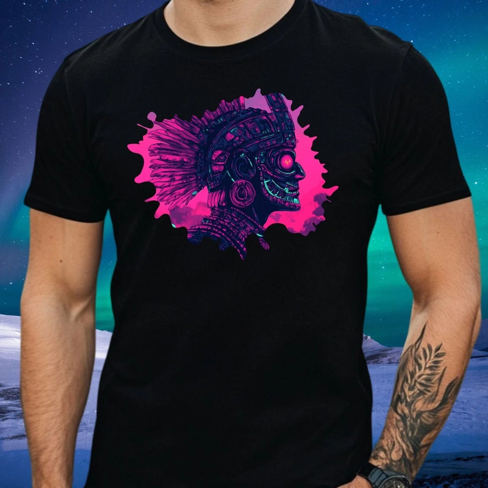 Mens Traditional Warrior Motif Cotton T-Shirt Size XS to 5XL Unisex T-shirt, Sweatshirt, Hoodie, Long Sleeve Tee - T-Shirt, Sweatshirt, Hoodie