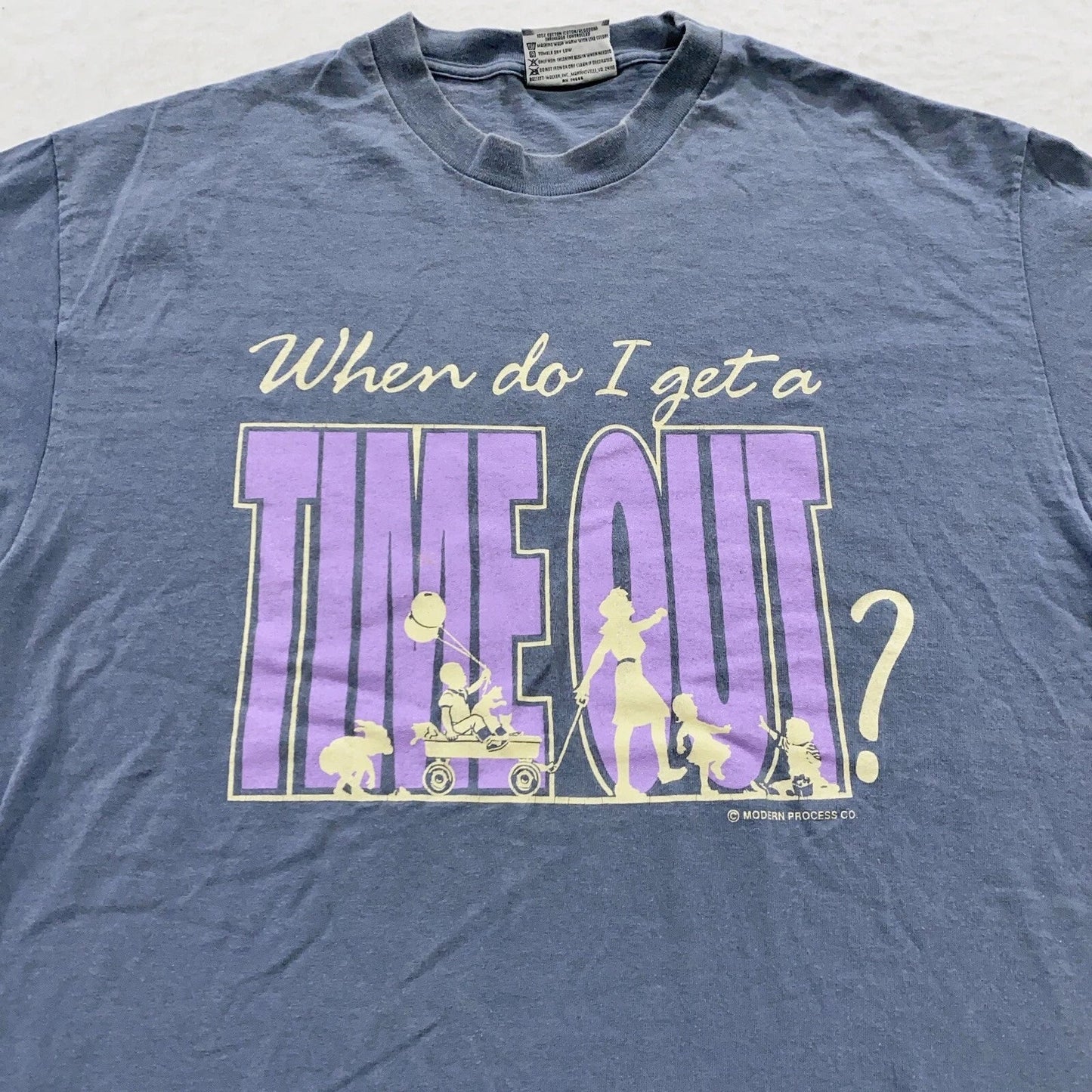 vintage 90s WHEN DO I GET A TIME OUT? T-Shirt LARGE joke soft dad mom parent Unisex T-shirt, Sweatshirt, Hoodie, Long Sleeve Tee - T-Shirt, Sweatshirt, Hoodie