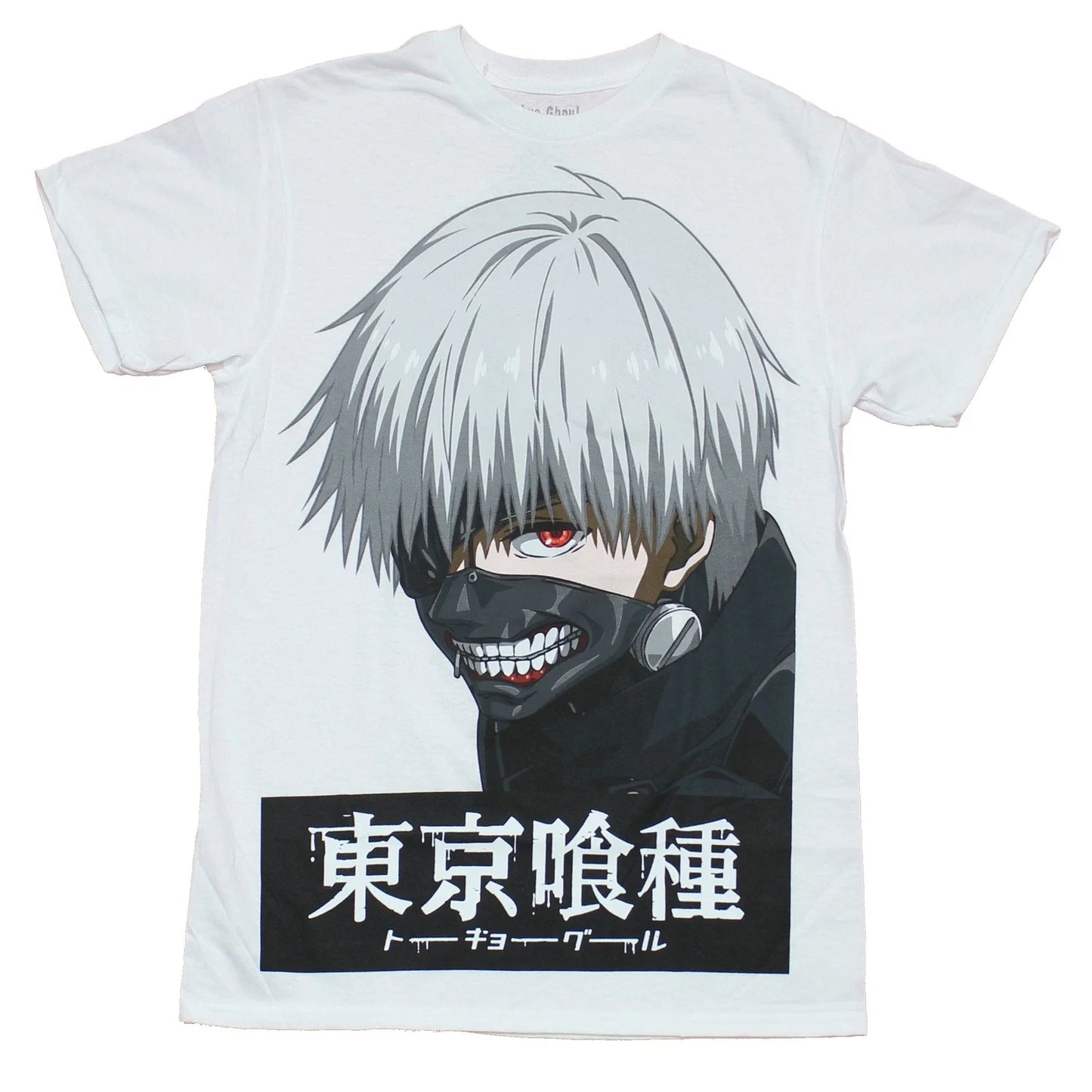 Tokyo Ghoul Mens  T-Shirt - Giant Ghoul Face Over Kanji Image Unisex T-shirt, Sweatshirt, Hoodie, Long Sleeve Tee - T-Shirt, Sweatshirt, Hoodie