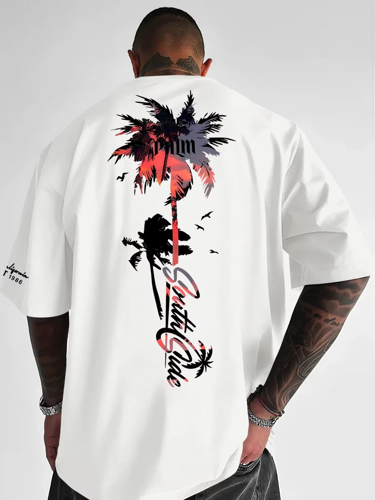 2026 New Tropical Sunset Palm Tree Graphic T-shirt, Men's Summer Streetwear Tee Unisex T-shirt, Sweatshirt, Hoodie, Long Sleeve Tee - T-Shirt, Sweatshirt, Hoodie