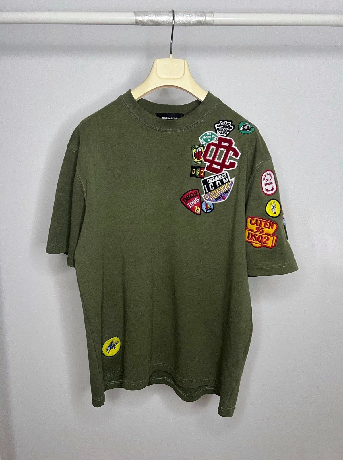 DSQUARED2  Patch Designed , Green  T Shirt Mens Regular Fit Y2K Size XL Unisex T-shirt, Sweatshirt, Hoodie, Long Sleeve Tee - T-Shirt, Sweatshirt, Hoodie