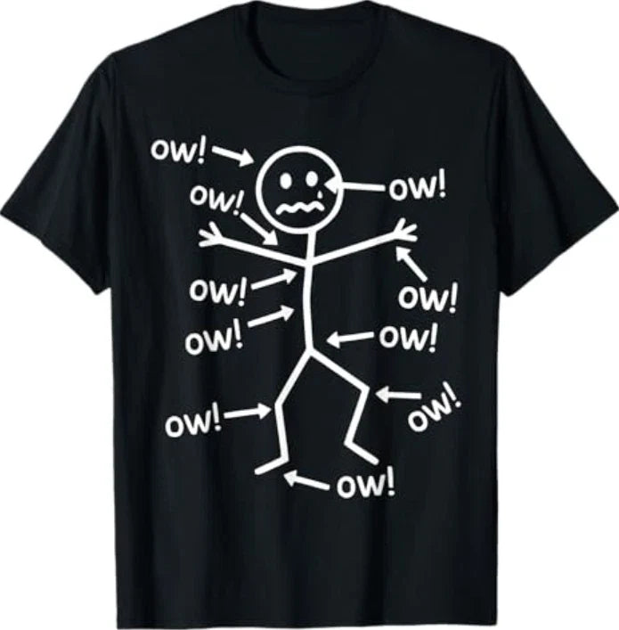 Funny Ow Ow Ow Ow Saying Body Pain Character Humor Sarcastic T-Shirt Unisex T-shirt, Sweatshirt, Hoodie, Long Sleeve Tee - T-Shirt, Sweatshirt, Hoodie