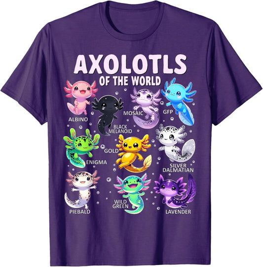 Axolotl Kawaii Axolotls of the World Axolotl Animals T-Shirt Unisex T-shirt, Sweatshirt, Hoodie, Long Sleeve Tee - T-Shirt, Sweatshirt, Hoodie