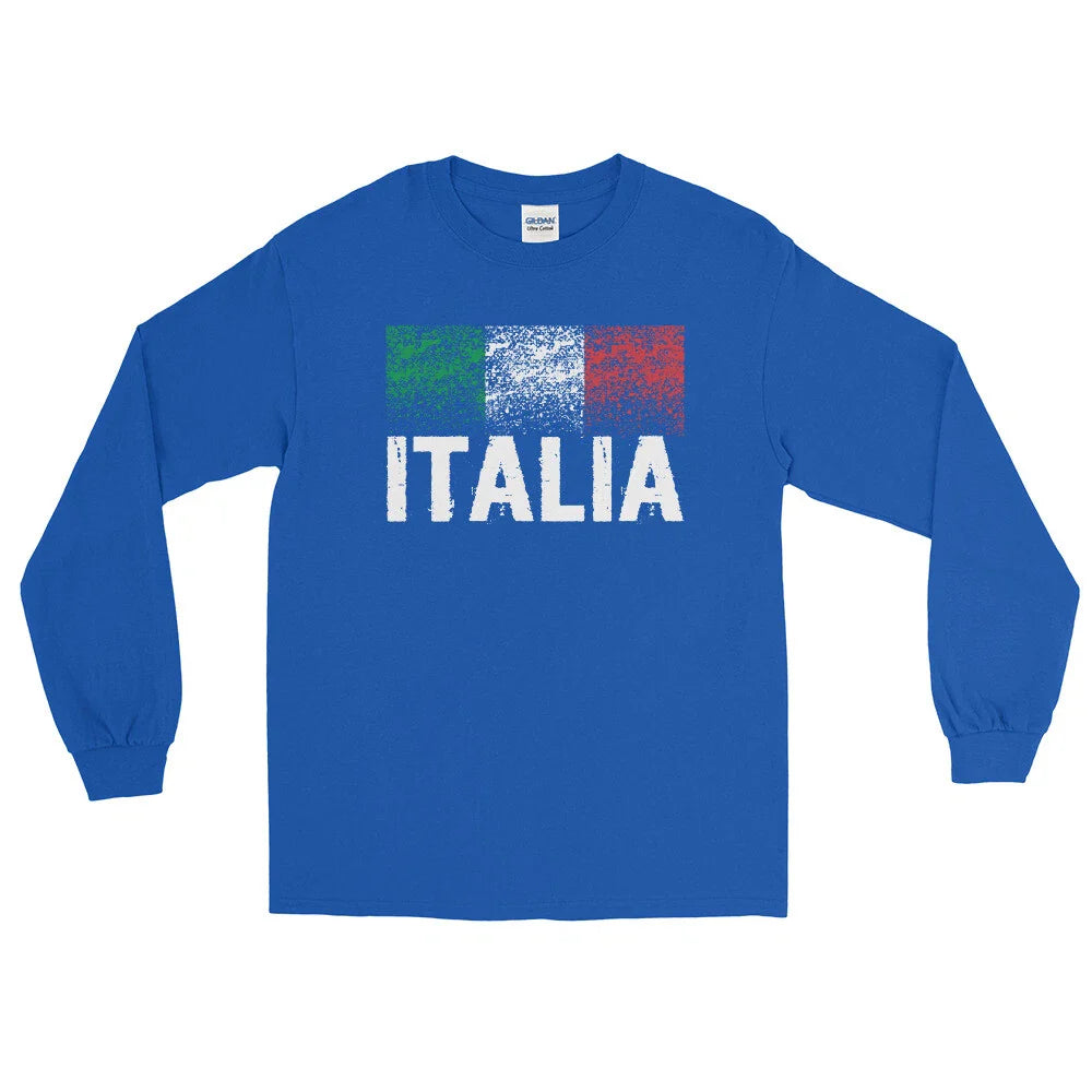 Italia Italy Flag Distressed Mens Long Sleeve Shirt Italian Pride Soccer New Unisex T-shirt, Sweatshirt, Hoodie, Long Sleeve Tee - T-Shirt, Sweatshirt, Hoodie