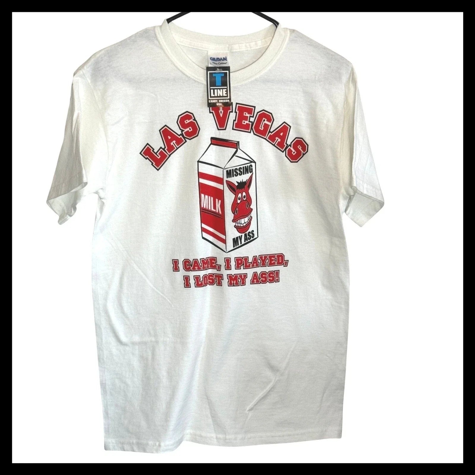 NWT Gildan Las Vegas Lost My Ass Funny Graphic T-Shirt White Mens Small NWT Unisex T-shirt, Sweatshirt, Hoodie, Long Sleeve Tee - T-Shirt, Sweatshirt, Hoodie