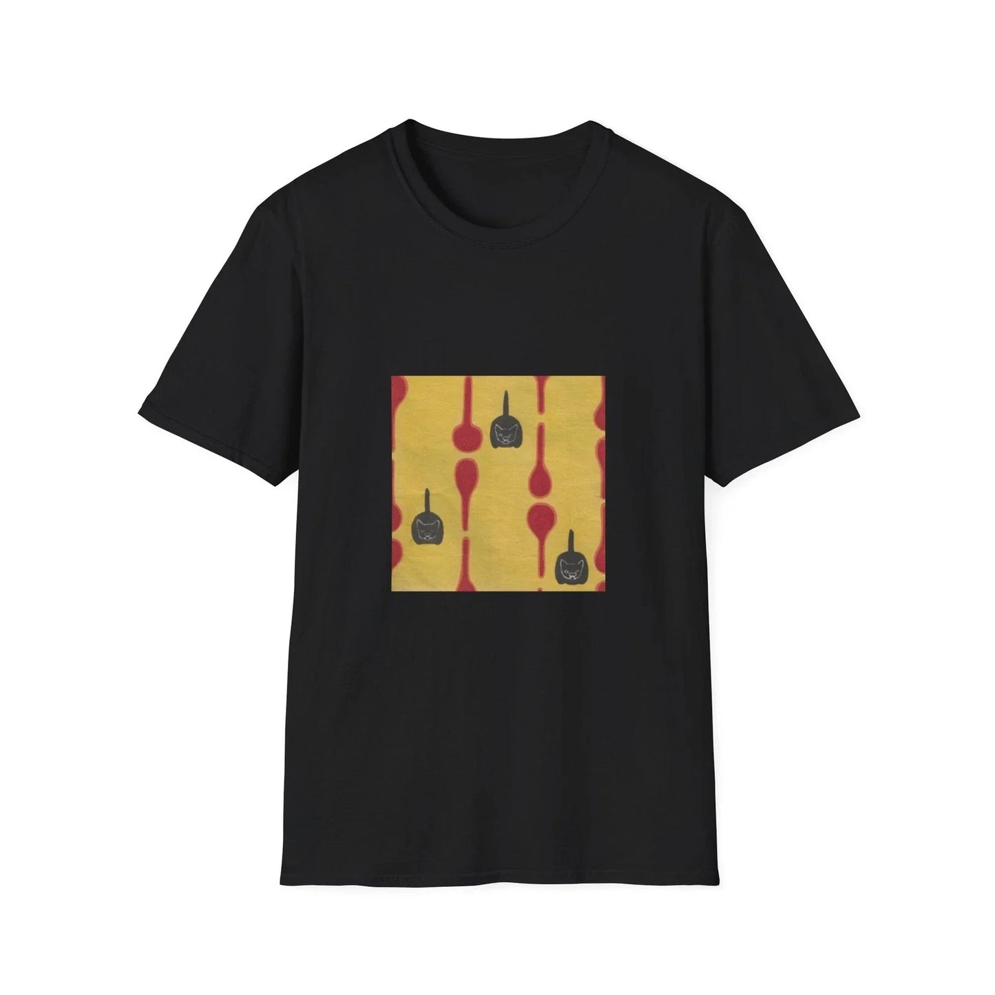 Zen Japanese Black Cat Pattern T-Shirt  Minimalist Retro Neko Tee Unisex T-shirt, Sweatshirt, Hoodie, Long Sleeve Tee - T-Shirt, Sweatshirt, Hoodie