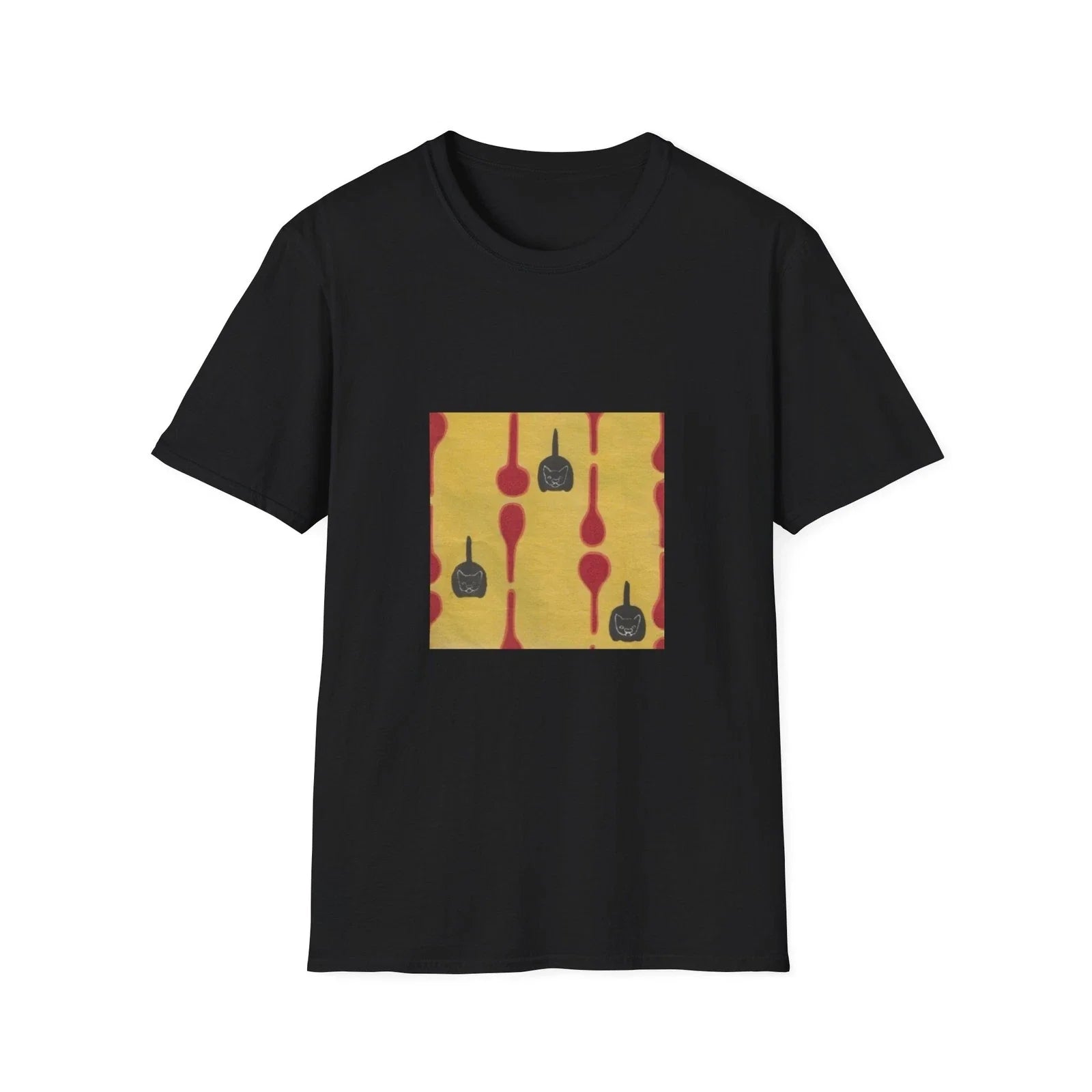 Zen Japanese Black Cat Pattern T-Shirt  Minimalist Retro Neko Tee Unisex T-shirt, Sweatshirt, Hoodie, Long Sleeve Tee - T-Shirt, Sweatshirt, Hoodie