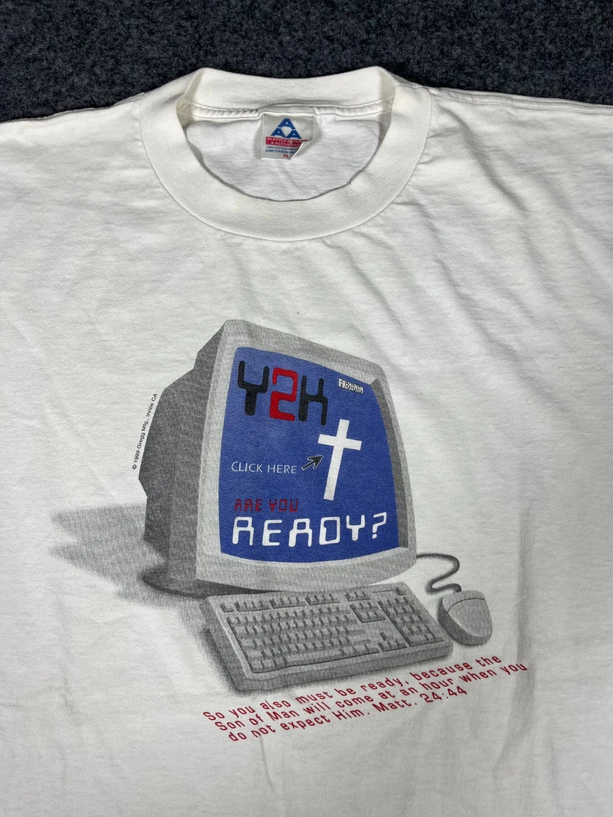 Vintage 90s Y2K Ready Christian Computer White T-Shirt Tee Matt 24:44 Size XL Unisex T-shirt, Sweatshirt, Hoodie, Long Sleeve Tee - T-Shirt, Sweatshirt, Hoodie