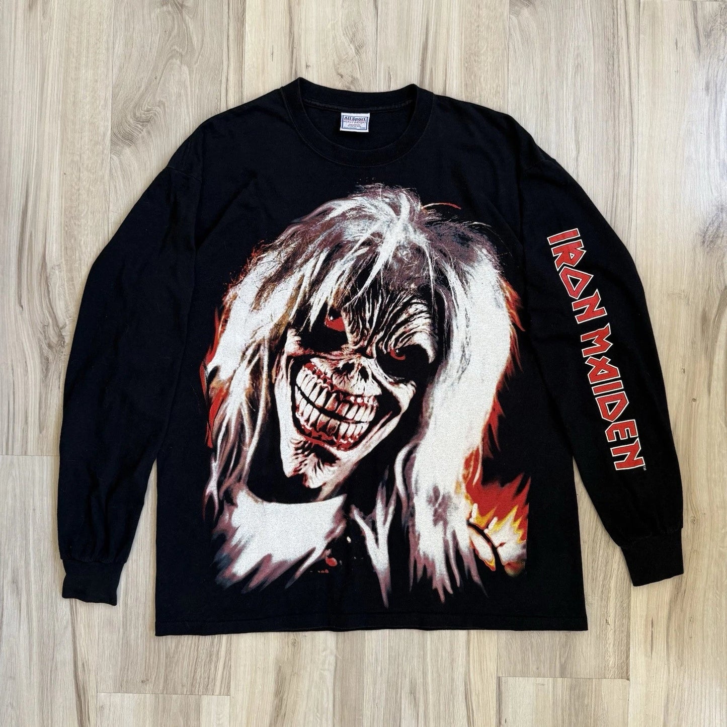 Vintage Iron Maiden 2000 Brave New World Tour band metal long sleeve t shirt XL Unisex T-shirt, Sweatshirt, Hoodie, Long Sleeve Tee - T-Shirt, Sweatshirt, Hoodie