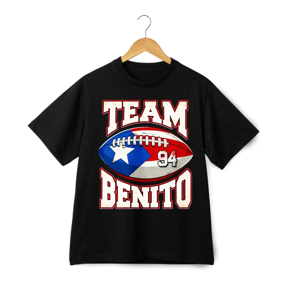 Team Benito 94 Football Graphic T-Shirt Puerto Rico Fan Tee Unisex Unisex T-shirt, Sweatshirt, Hoodie, Long Sleeve Tee - T-Shirt, Sweatshirt, Hoodie