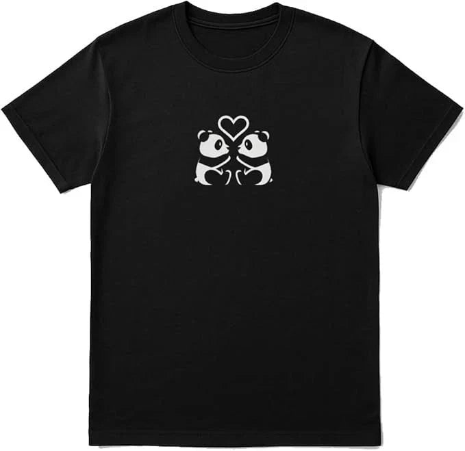 Cute Panda Heart T-Shirt  Minimalist Couples Graphic Tee Unisex T-shirt, Sweatshirt, Hoodie, Long Sleeve Tee - T-Shirt, Sweatshirt, Hoodie