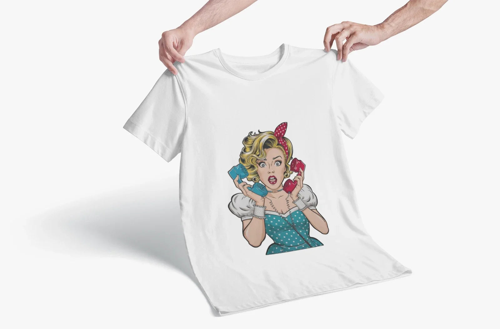 PopArt Girl on the Phone  Tshirt unisex heavy cotton Unisex T-shirt, Sweatshirt, Hoodie, Long Sleeve Tee - T-Shirt, Sweatshirt, Hoodie