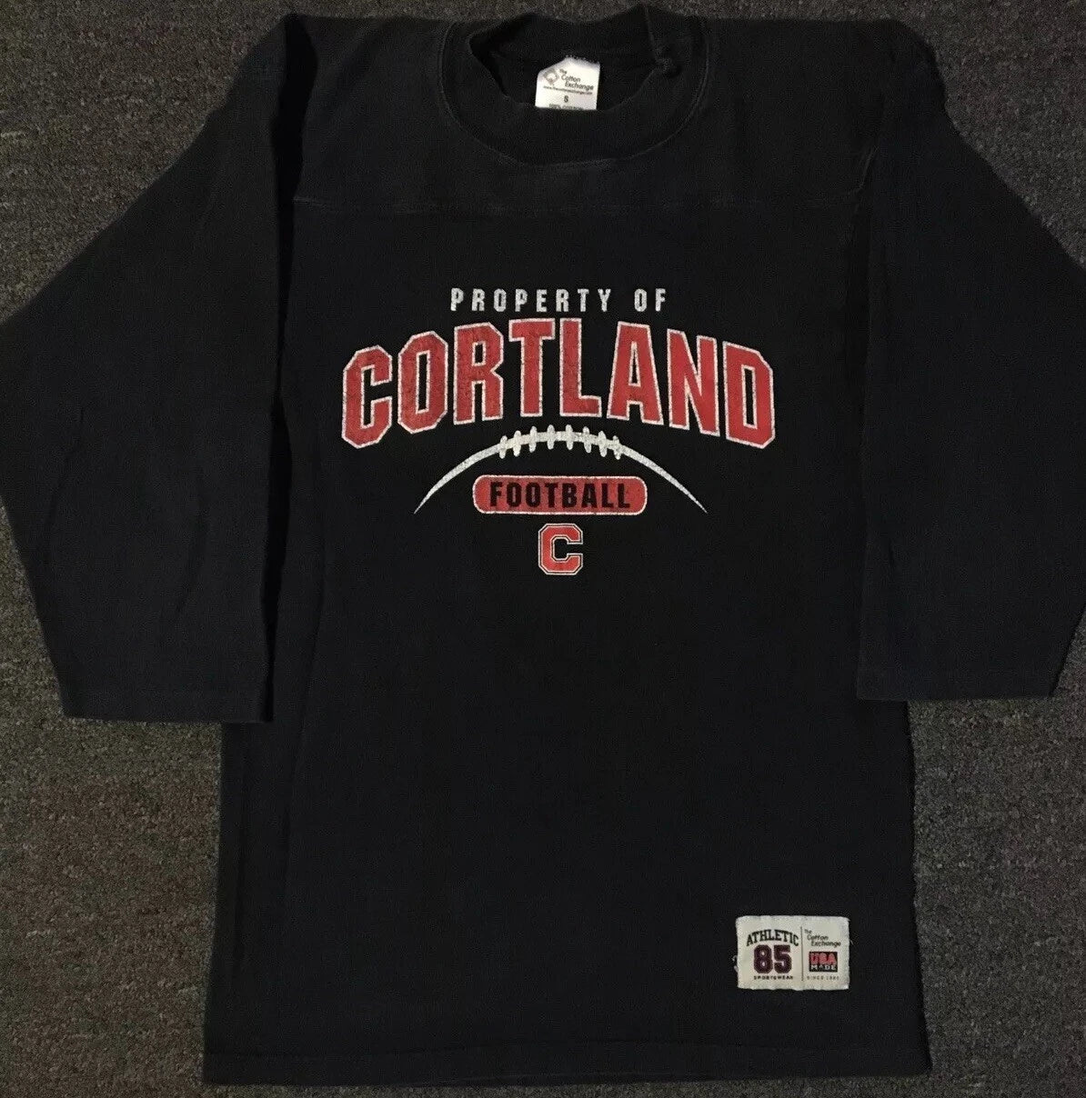 Vtg 90s Cortland Football Faded Shirt S USA College School Track Grunge PE 80s Unisex T-shirt, Sweatshirt, Hoodie, Long Sleeve Tee - T-Shirt, Sweatshirt, Hoodie