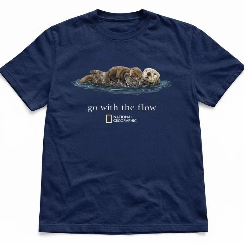 National Geographic Otter Graphic T-Shirt, Vintage 90s Y2k Style Top Unisex T-shirt, Sweatshirt, Hoodie, Long Sleeve Tee - T-Shirt, Sweatshirt, Hoodie