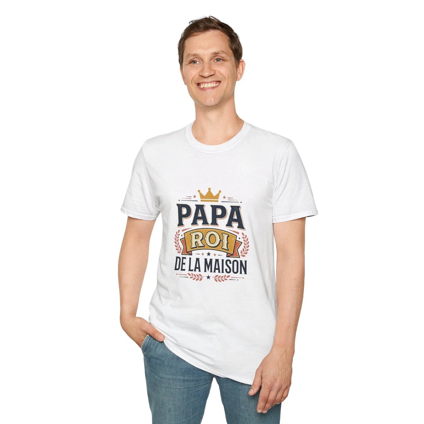 Papa Roi T-Shirt | French 'Papa Roi de la Maison' Crown Design Unisex T-shirt, Sweatshirt, Hoodie, Long Sleeve Tee - T-Shirt, Sweatshirt, Hoodie