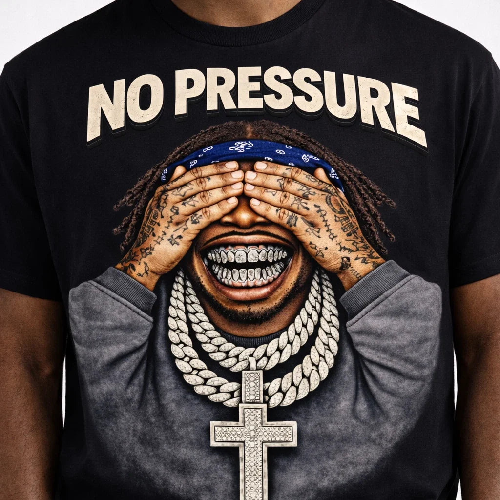 Hip Hop Rap Graphic T Shirt Mens No Pressure Urban Iced Out Tee Unisex T-shirt, Sweatshirt, Hoodie, Long Sleeve Tee - T-Shirt, Sweatshirt, Hoodie