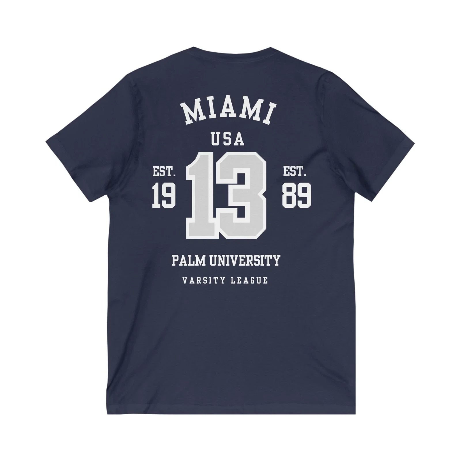 Miami Varsity League V-Neck Tee -Casual Wear for Everyday Comfort Unisex T-shirt, Sweatshirt, Hoodie, Long Sleeve Tee - T-Shirt, Sweatshirt, Hoodie